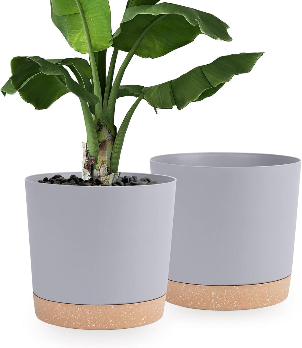 Ghiveci de flori set de 2 12,7 cm, ghivece pentru plante de interior cu găuri de drenaj și bază detașabilă, farfurioare decorative moderne pentru jardiniere de grădină de exterior (alb 12,7 cm)