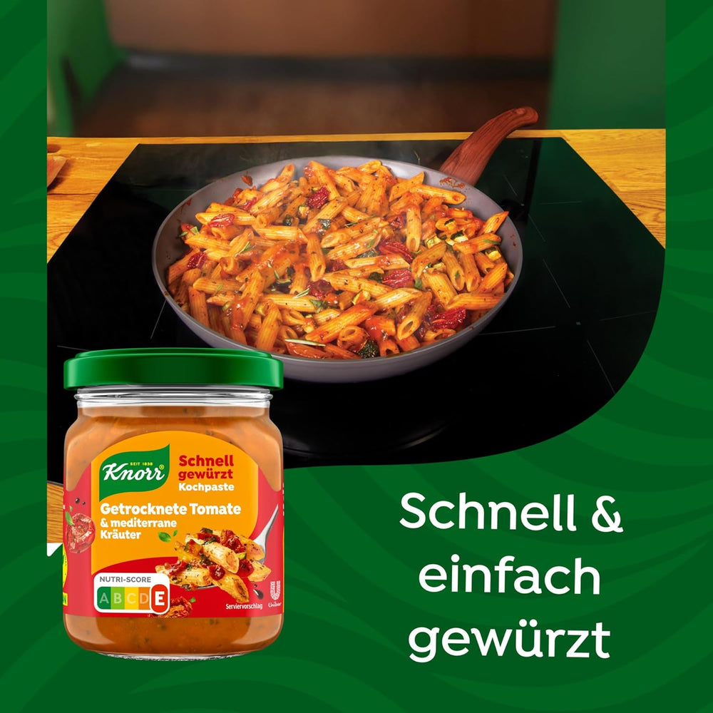 Knorr Schnell gewürzt Kochpaste Getrocknete Tomate & mediterrane Kräuter einfach & schnell für einen besonders intensiven, geballten Geschmack 165 g
