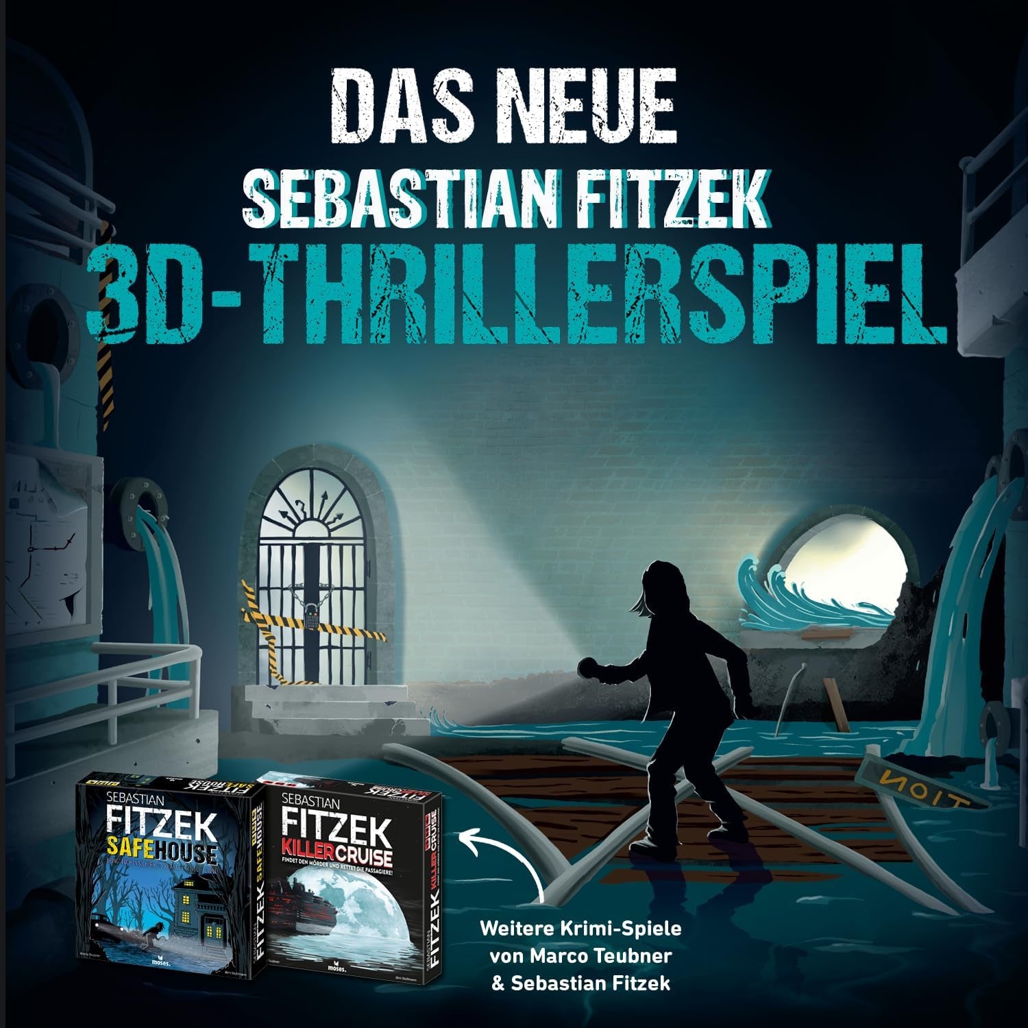 Moise. Sebastian Fitzek Underground, un joc thriller 3D inovator pentru fanii jocurilor de evadare, un joc de societate cooperativ de Marco Teubner cu diferite niveluri de dificultate, pentru vârste de 12 ani și peste.