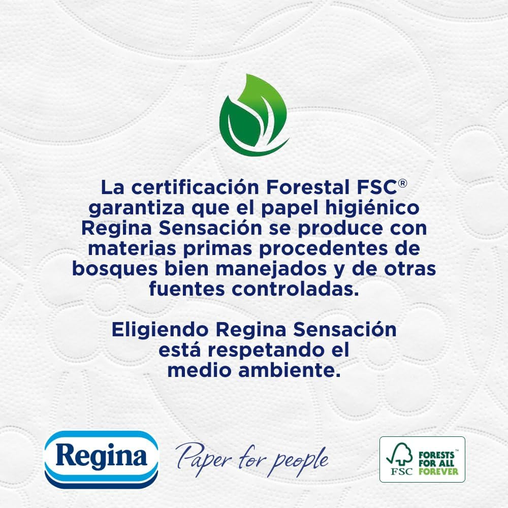 Regina Feeling - 42 role hârtie igienică, 175 foi cu trei straturi, extract natural de bumbac și parfum delicat, 60% ambalaj din plastic reciclat, 100% hârtie certificată Fsc