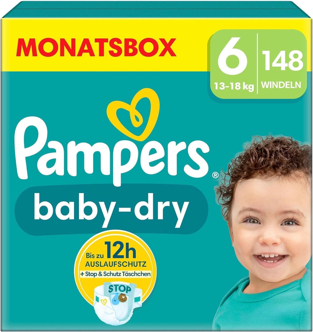 Scutece Pampers Baby-Dry, până la 100% protecție împotriva scurgerilor toată noaptea Mama si Copilul Naty Shop 6 (148 buc) Nou