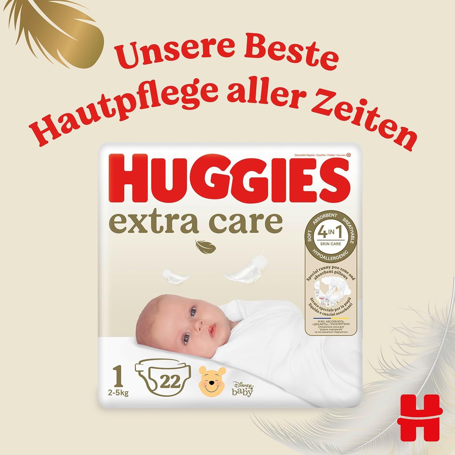 Scutece Huggies pentru nou-născuți, mărimea 1, 100 de scutece (2 x 50), cutie pentru jumătate de lună