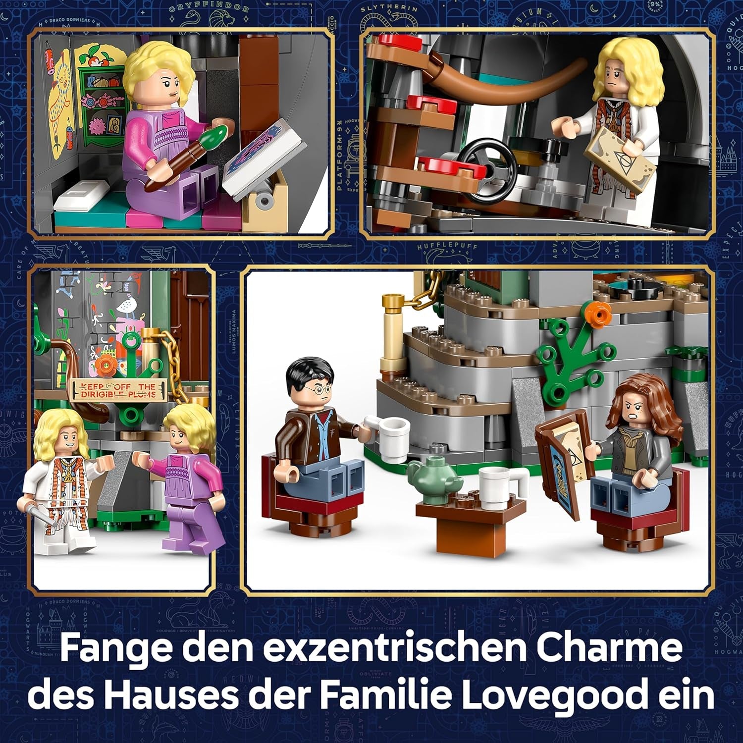 LEGO Harry Potter Luna Lovegoods Haus - Modellbau mit Leuchtstein und 5 Minifiguren - Baukasten DIY Deko fürs Schlafzimmer - Kreatives Geschenk für Mädchen, Jungen und Fans ab 10 Jahren - 76467