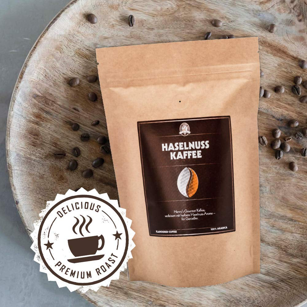 Cafea cu alune de pădure Henry's 1000g - Cafea gourmet rafinată cu cele mai fine arome - prăjită artizanal - boabe de cafea premium