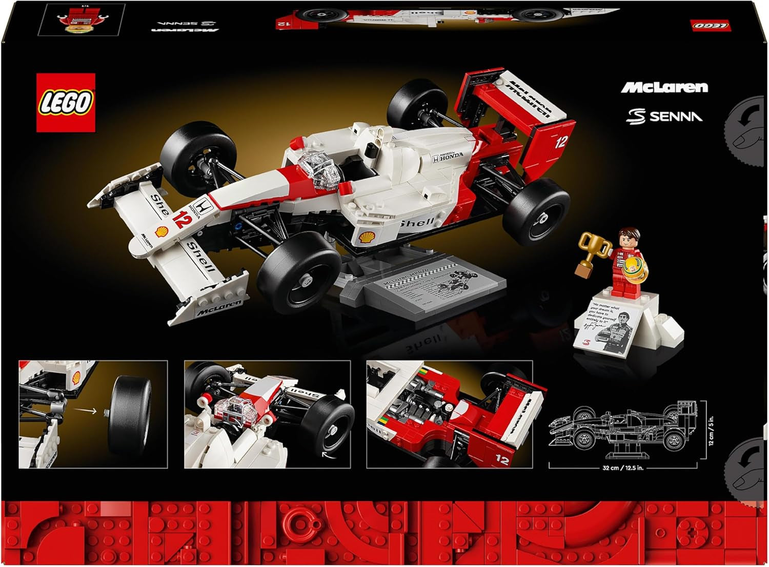 Set de mașini model LEGO Icons Mclaren MP4/4 & Ayrton Senna, kit de mașini de curse F1 pentru adulți cu mini-figură de pilot de curse, obiect de colecție, idee de cadou pentru bărbați, femei, el & ea 10330 Seturi de constructie Besuche den LEGO-Store