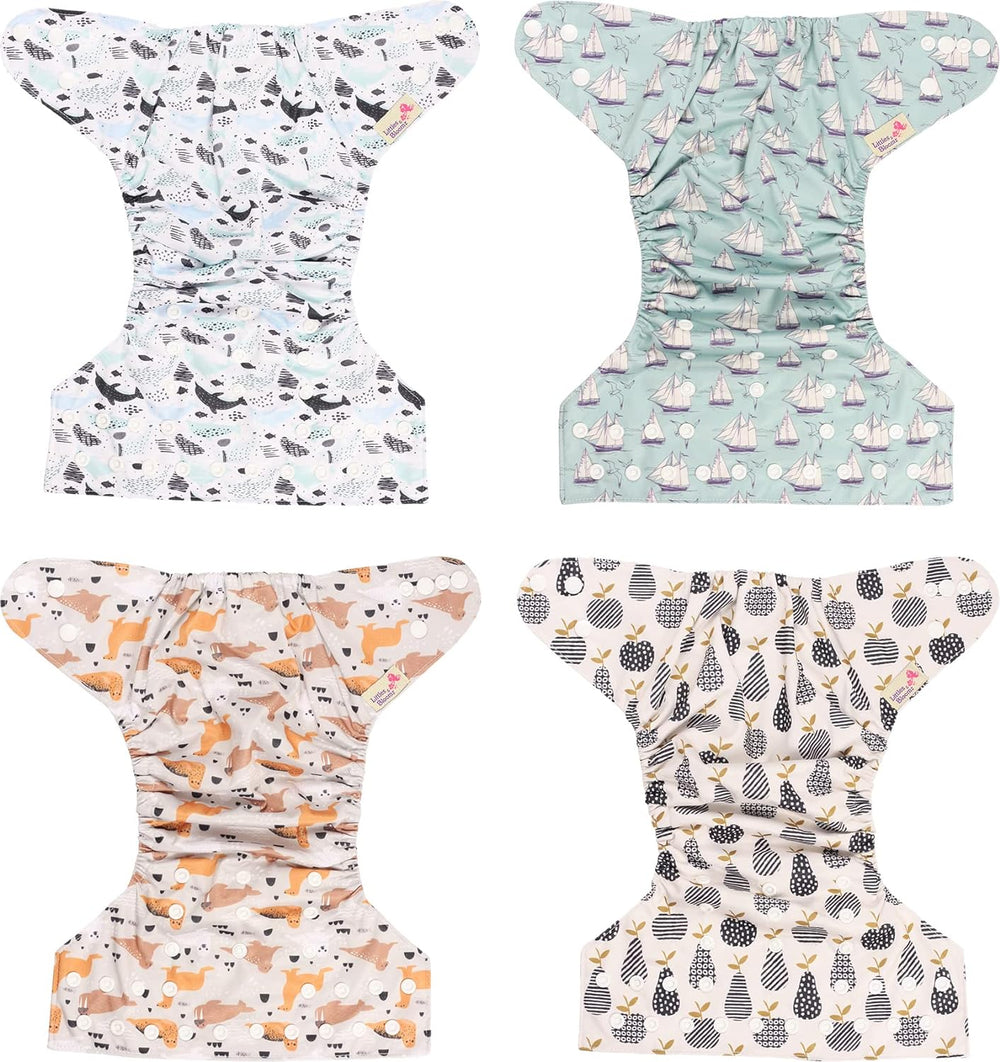 Scutec reutilizabil Littles and Bloomz FLP2-0406, cu capsă standard, 4 scutece