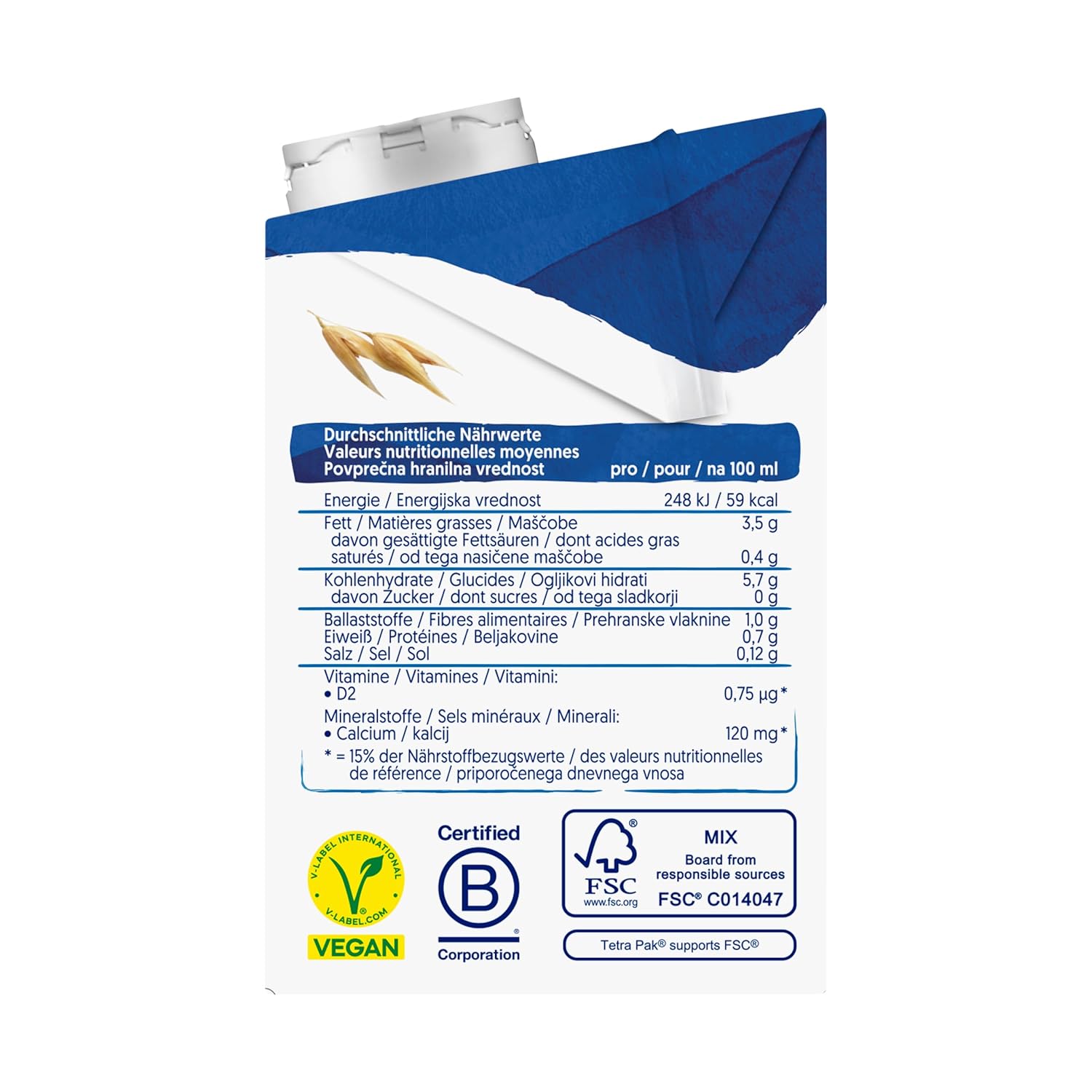 Alpro This is Not Milk 3,5 Prozent – Vegan und milchfrei – Von Natur aus laktosefrei – Reich an Ballaststoffen, Calcium und Vitaminen – 8 x 1 L – Haltbar