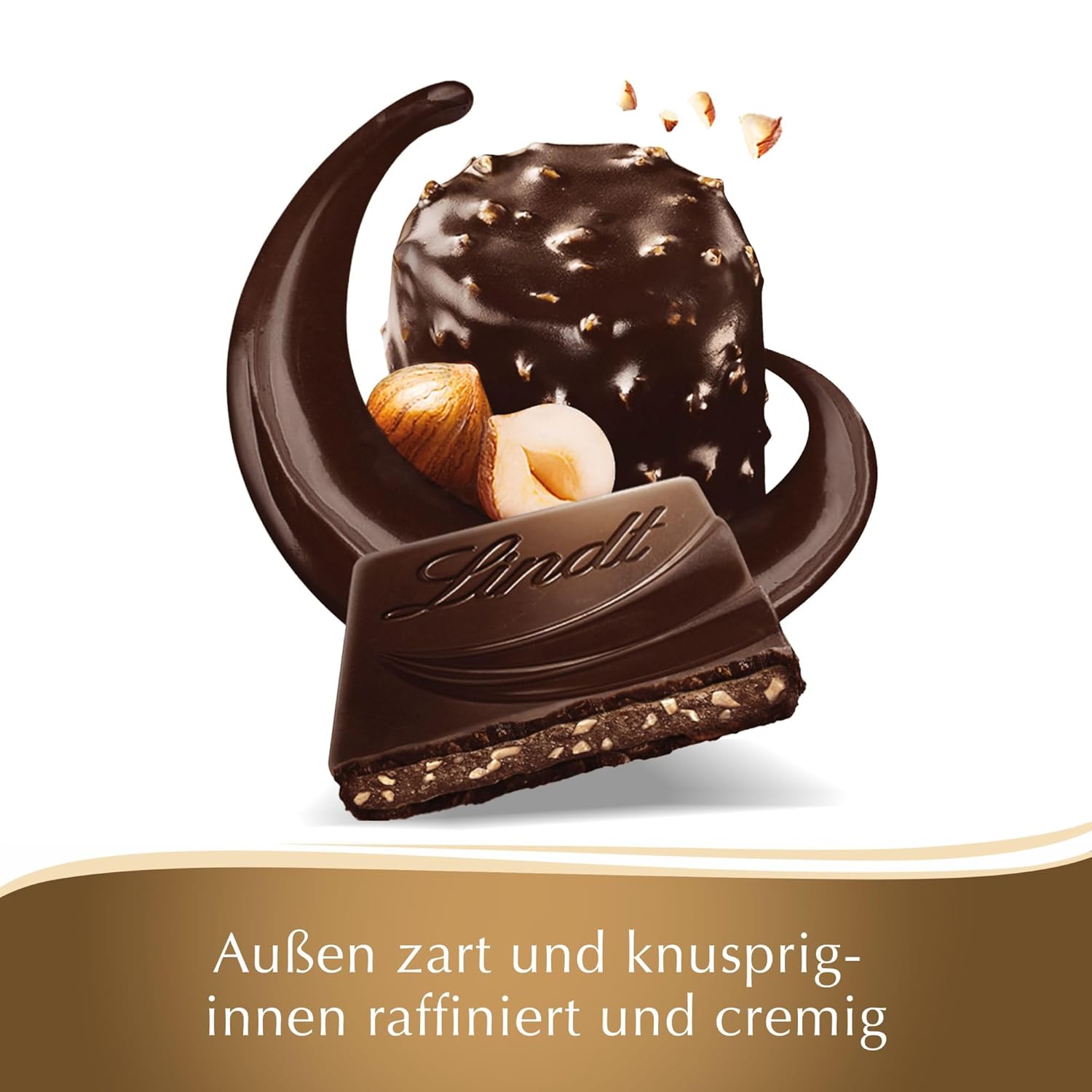 Lindt Creation Hazelnut De Luxe Tabletă - Ciocolată Neagră Cu Alune Crocante Într-o Umplutură Cremoasă