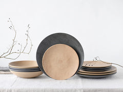 CreaTable, 13139, seria Catania, set de veselă cu 12 piese, set de farfurii din gresie, potrivit pentru mașina de spălat vase și cuptorul cu microunde, fabricat în Portugalia