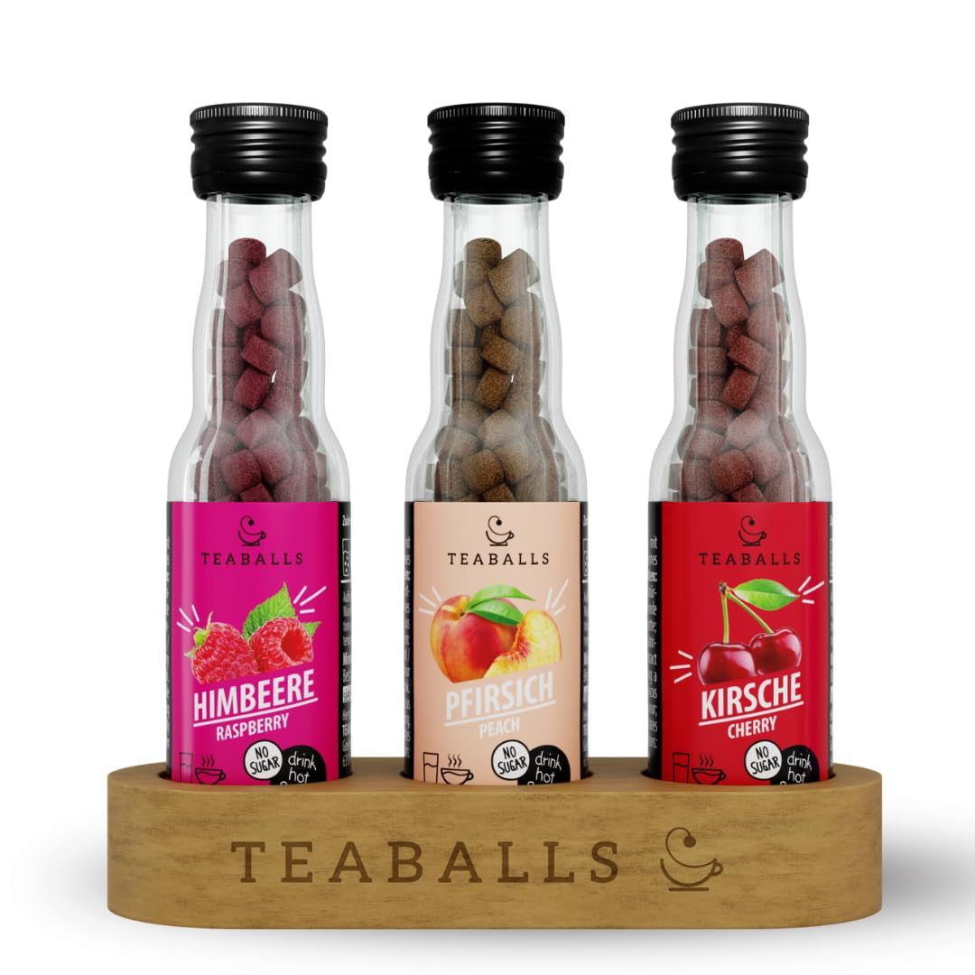 TEABALLS - Set de 3 POWER TEA MIX - ZMEURĂ, ENERGIE, CIREȘE Pentru aproximativ 120 de cești de ceai