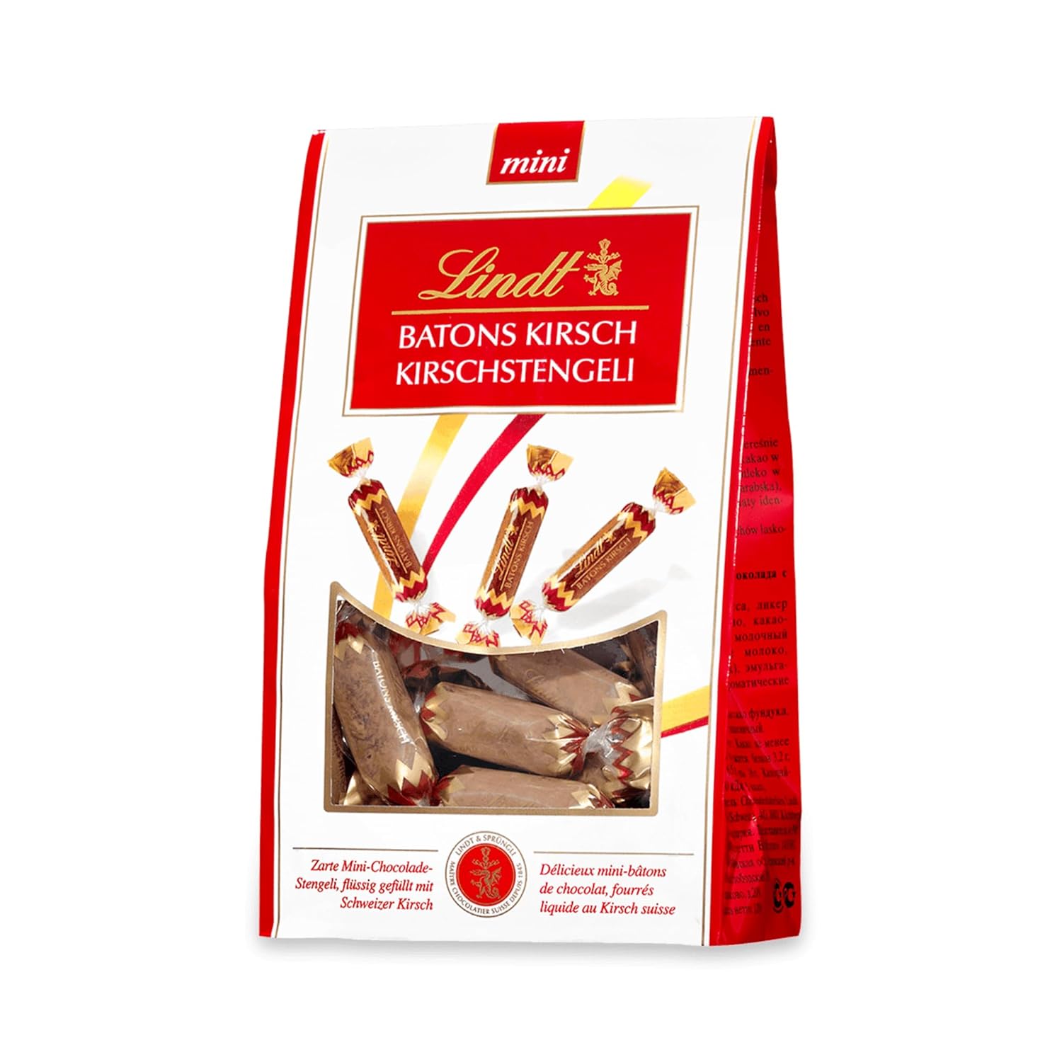 Lindt Baton Cherry Mini - Bețișoare De Ciocolată Cu Lichior De Cireșe Elvețian Cadou Delicios Cu Alcool