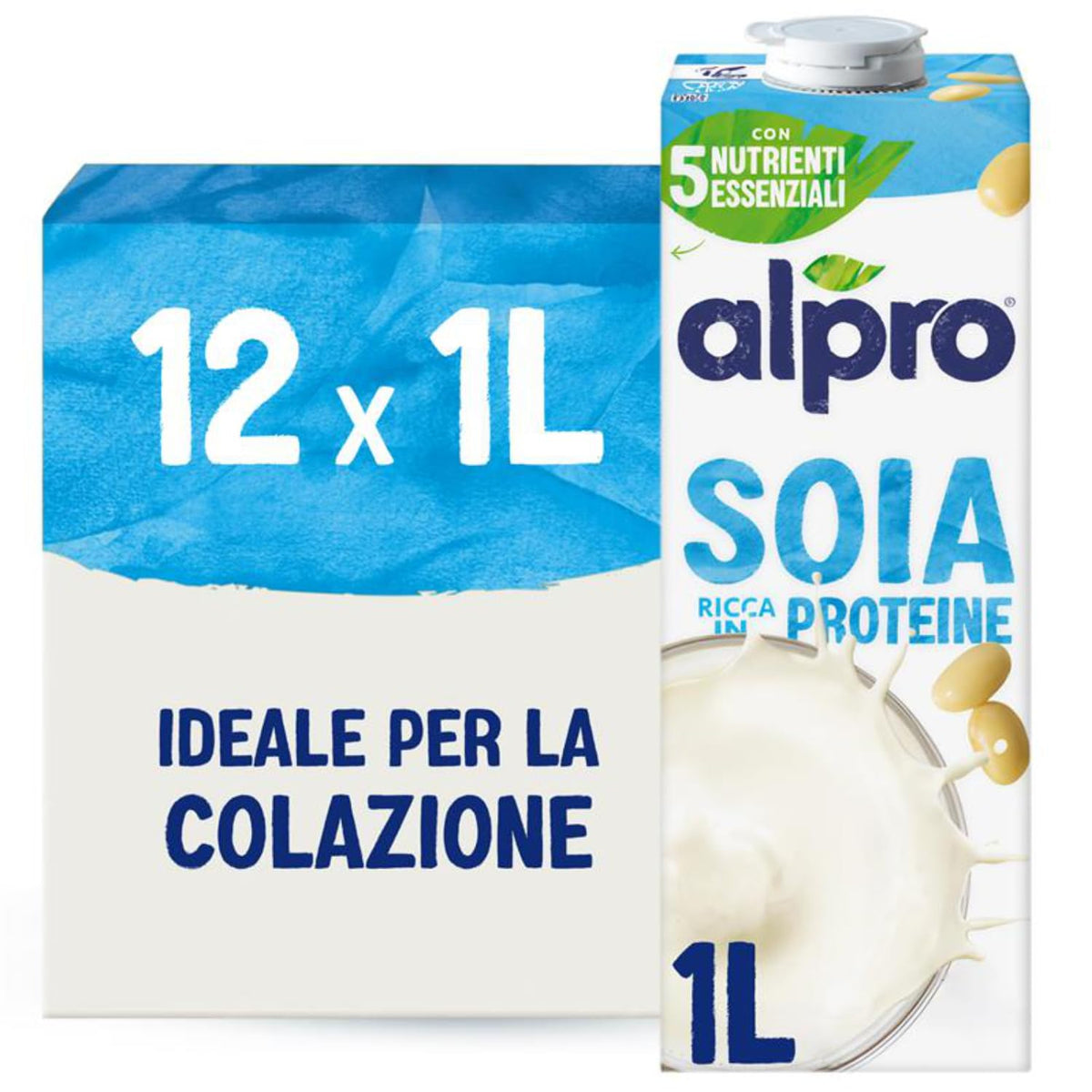 Alpro Soya Drink Natural 12x1L - Lactoză Zero, Fără Gluten