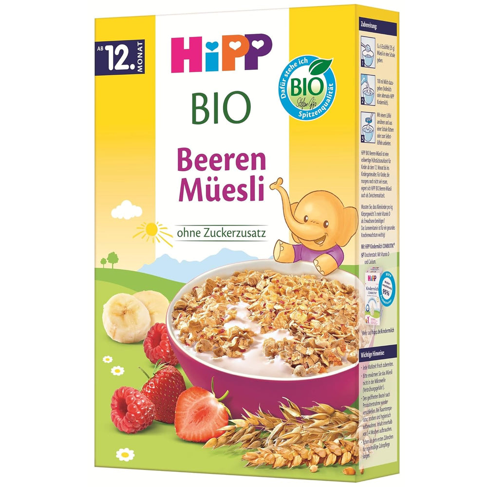 HiPP Bio Beeren-Müesli (8 x 200g), ab 12. Monat, ohne Zuckerzusatz, besonders feine Stückchen - leicht zu kauen, in bester Bio-Qualität