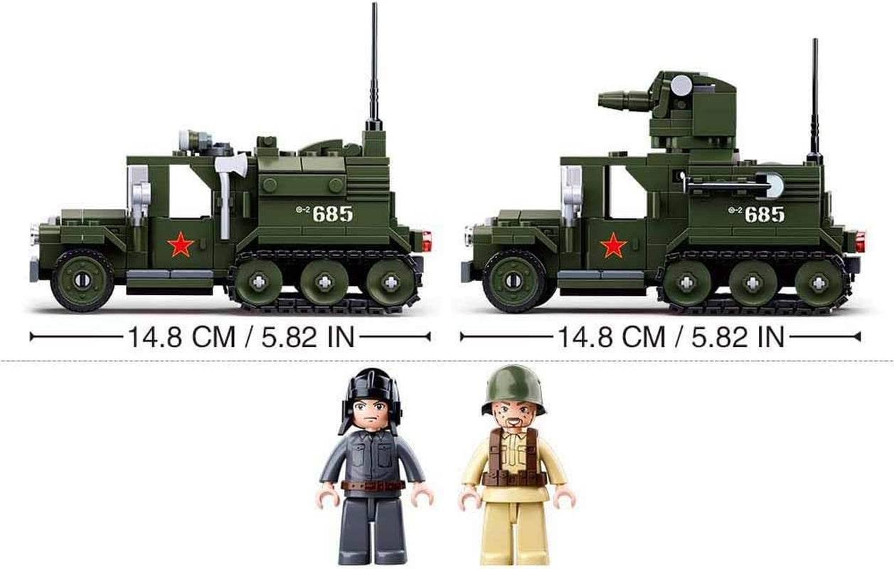 Sluban SL95556, WWII - Alliiertes Halbkettenfahrzeug [M38-B0685], Spielset, Klemmbausteine, Soldaten, mit Spielfigur, Army WWII, Multi Color