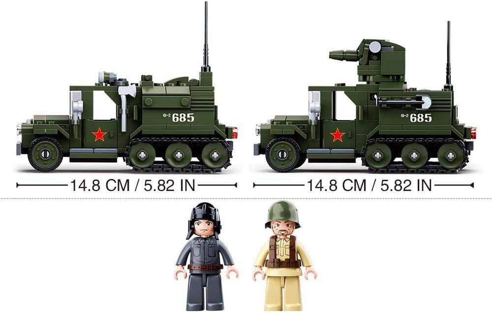 Sluban SL95556, WWII - Alliiertes Halbkettenfahrzeug [M38-B0685], Spielset, Klemmbausteine, Soldaten, mit Spielfigur, Army WWII, Multi Color