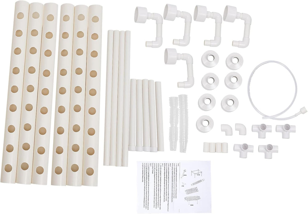 Kit de creștere hidroponică cu 1 strat cu 54 de locuri de plantare, sisteme de creștere a plantelor fără sol din PVC cu pompă de apă, kituri de creștere hidroponică pentru cultivarea legumelor și fructelor pe balcoane, grădini, terase și curți