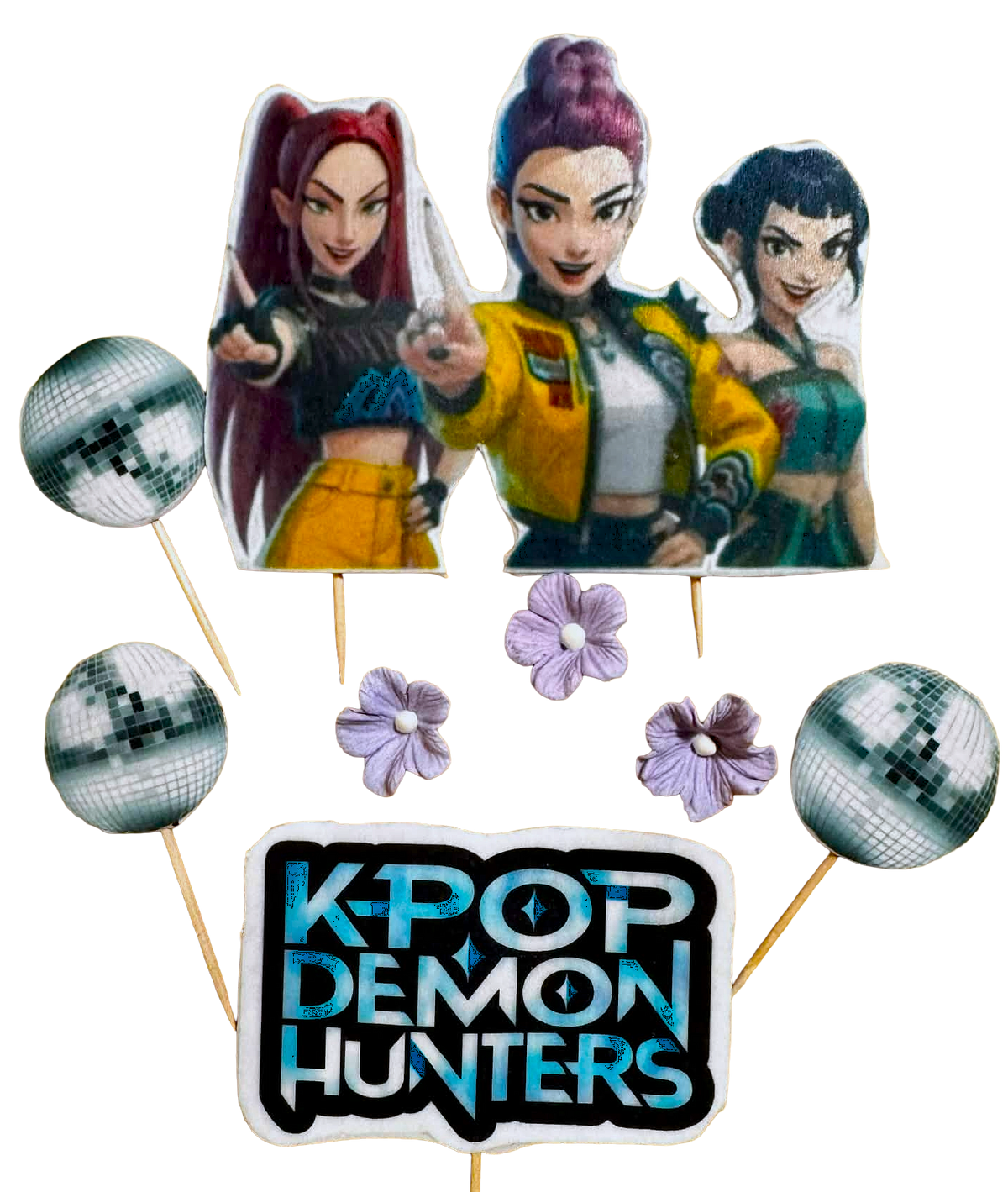 K-Pop Demon Hunters Decoratiuni Comestibile Set 7 - Figurine Zaharoase Din Pasta De Zahăr Pentru Torturi Și Petreceri