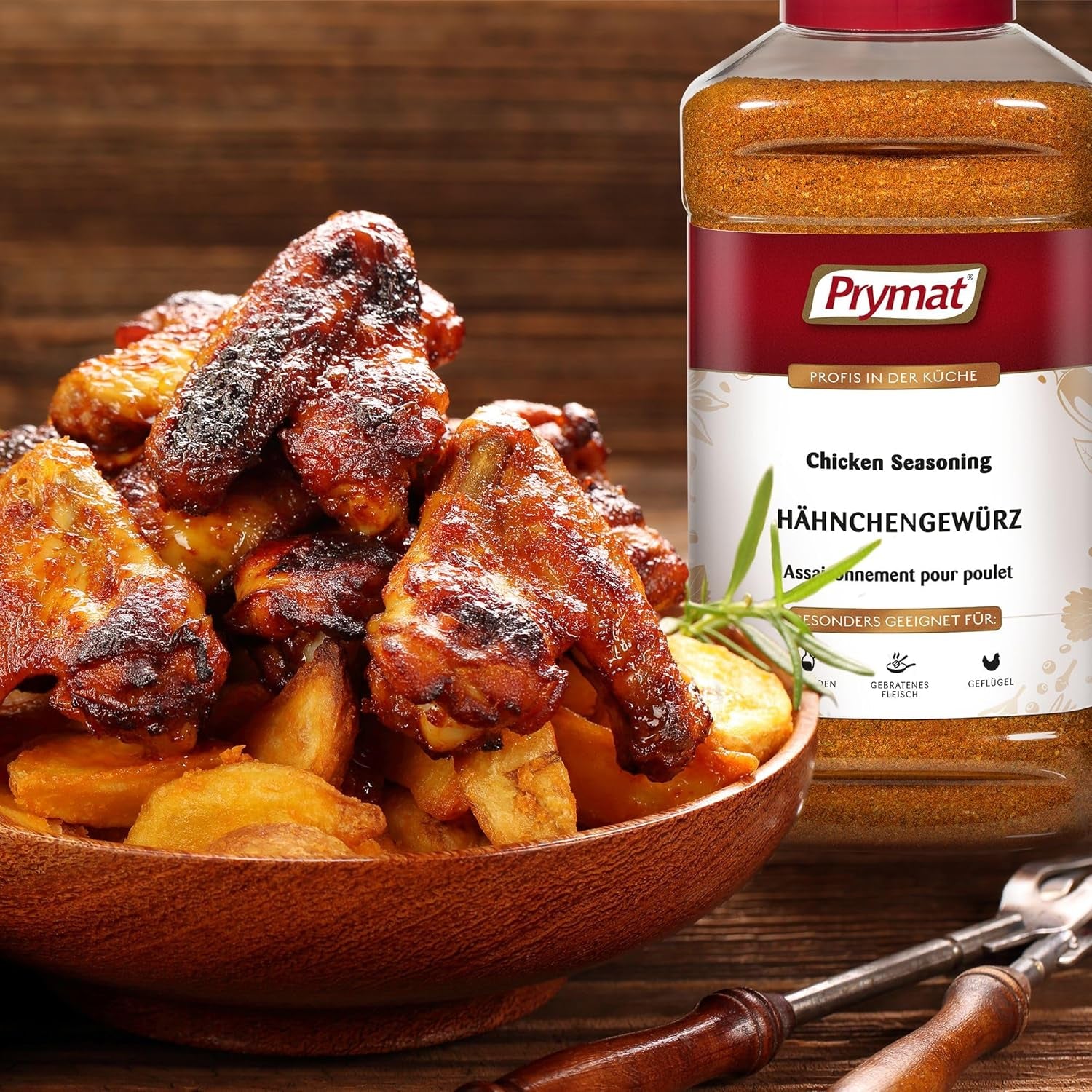 Prymat Hähnchengewürz 1100g, Gewürzmischung für Huhn, Truthahn, Ente, Gans, Grillgewürze, Marinade für Fleisch im Streuer