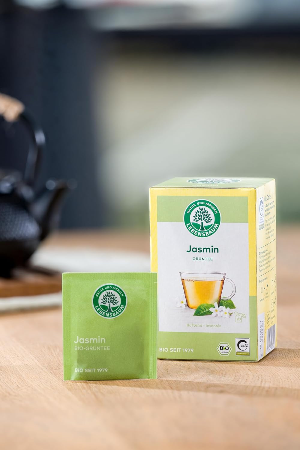 LEBENSBAUM Ceai de iasomie, ceai organic cu flori proaspete de iasomie, pliculețe de ceai verde, gust 100% natural, 20 pliculețe de ceai à 1,5 g