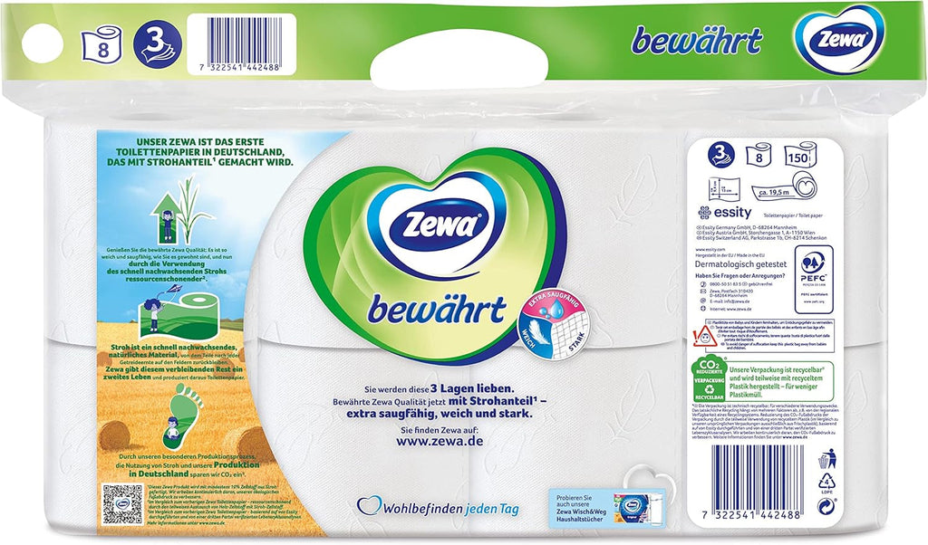 Hârtie igienică Zewa Proven cu conținut de paie 7X 8 role
