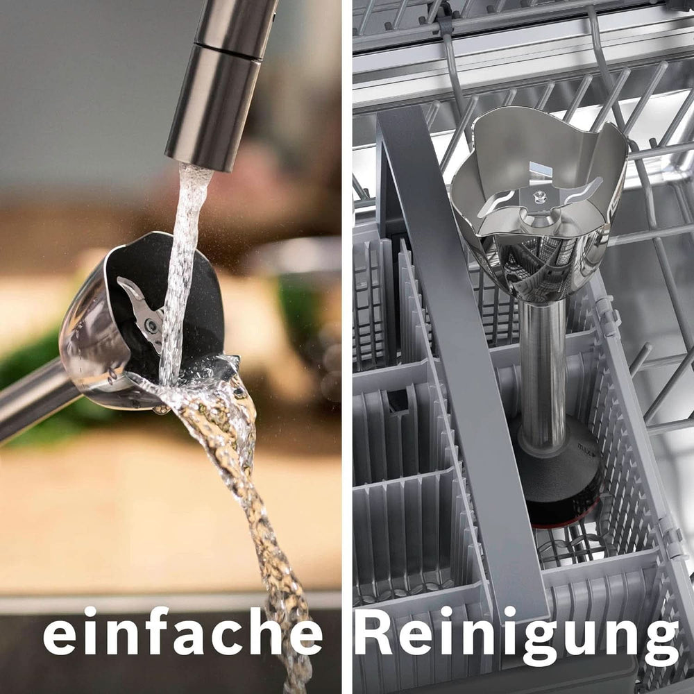 Bosch Stabmixer Ergomaster Serie 6 MSM6M623, 10 Jahre Motorgarantie, Edelstahl-Klingen, Verschleiãÿfreie Keramik-Kupplung, Luftkühlung, Zerkleinerer, Kartoffelstampfer, Schneebesen, 1000 W, Edelstahl Bucatarie Naty Shop