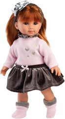 Llorens 1053551 Puppe Nicole, mit roten Haaren und blauen Augen, Fashion Doll mit weichem Körper, inkl. trendigem Outfit und Haarreif, 35 cm