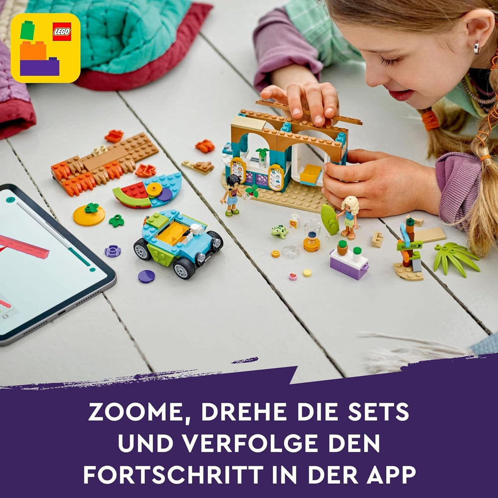 LEGO Friends Smoothie Stand At The Beach, set de joacă pentru jocuri de rol, idee de cadou pentru fete și băieți de la 6 ani cu figuri de joacă, broască țestoasă și accesorii, jucărie pentru dezvoltare socială 42625 Seturi de constructie Besuche den LEGO-Store