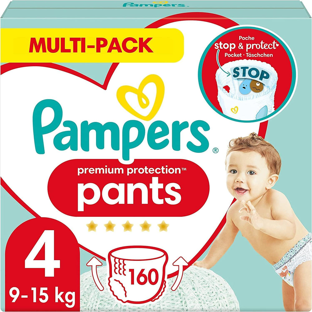 Pampers Premium Protection Pants mărimea 5, 144 scutece, 11 kg - 17 kg, cu ajustare la 360° și manșete moi anti-scurgere pentru confort și protecție optime