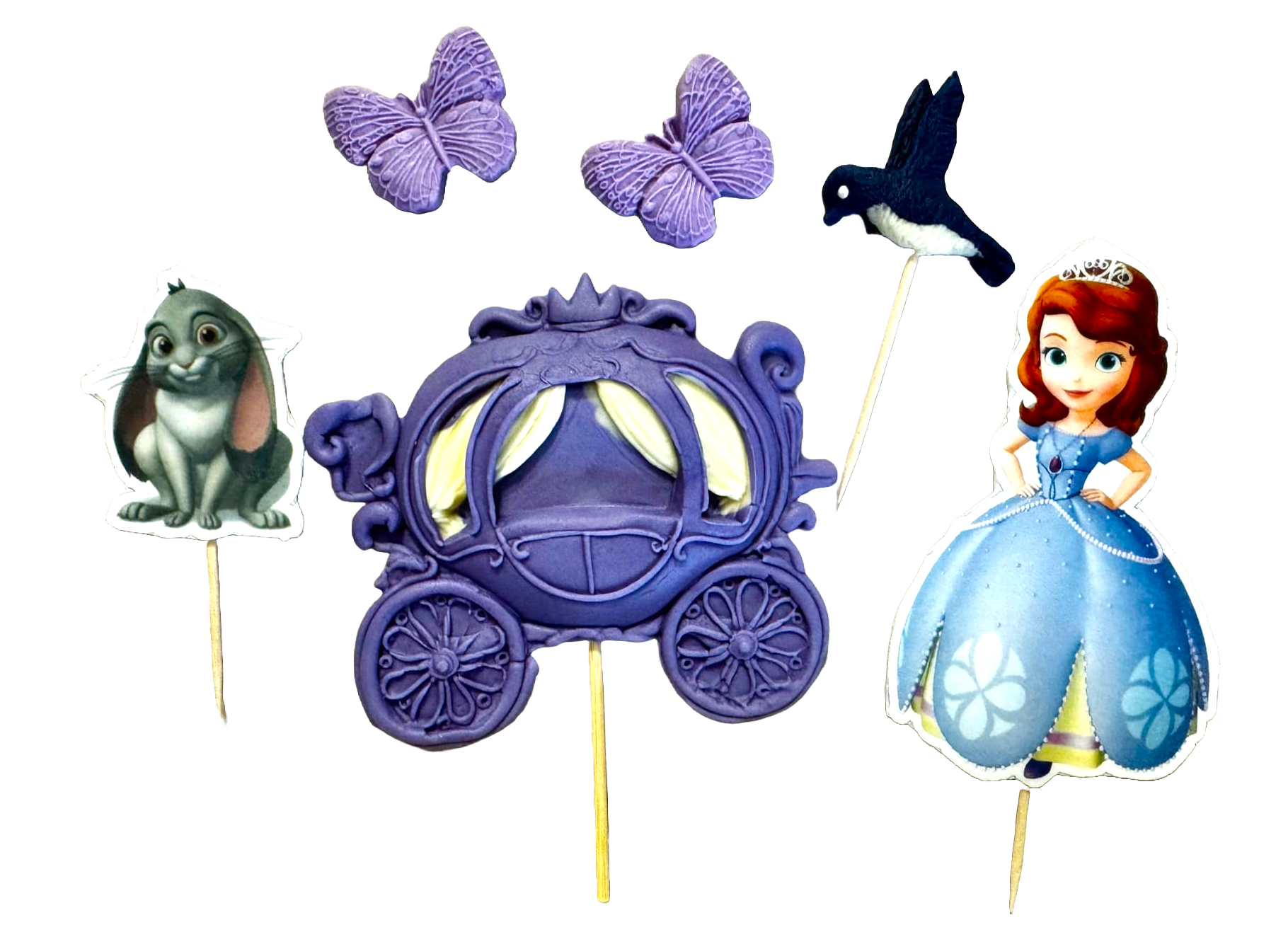Set 6 decoratiuni comestibile din pasta de zahar, Printesa Sofia Decoratiuni din Pasta de Zahar Naty Shop