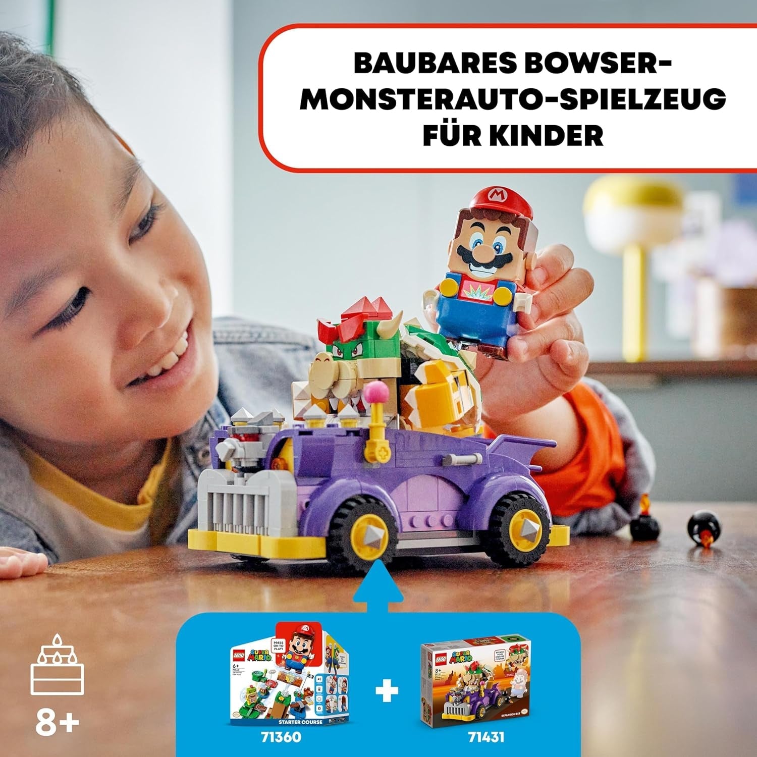 LEGO Super Mario Bowser's Monster Cart - Set de expansiune, jucărie pentru mașină cu figura Bowser pentru băieți și fete, set cu un singur personaj, cadou de gamer pentru copii de la 8 ani 71431 Seturi de constructie Besuche den LEGO-Store