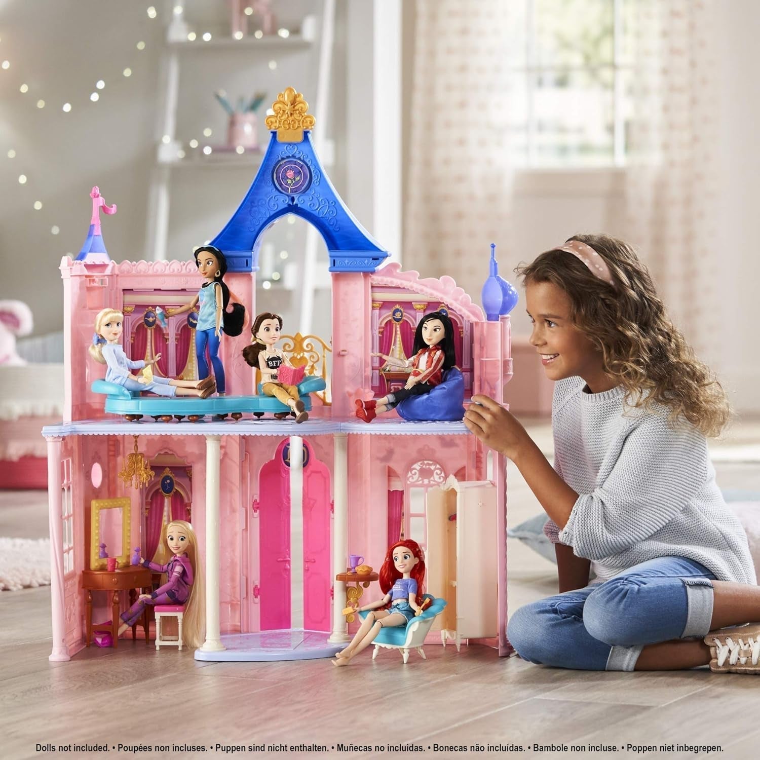 Castelul Disney Princess Comfy Squad, casă de păpuși cu 6 piese de mobilier și 16 accesorii, jucărie pentru fete de la 5 ani Casute de papusi Naty Shop