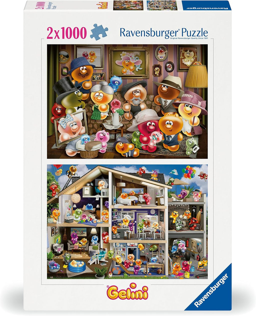 Ravensburger Puzzle 12000341 - Funny Gelinis - 2X Puzzle jigsaw de 1000 de piese pentru adulți și copii de peste 14 ani Puzzle Naty Shop Design nou