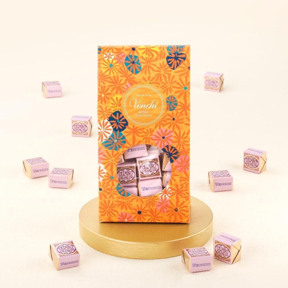 Venchi – Colecția Murrine – Cutie cadou cu bomboane asortate Cremino Caramel Gold, 300g – Idee de cadou – Fără gluten