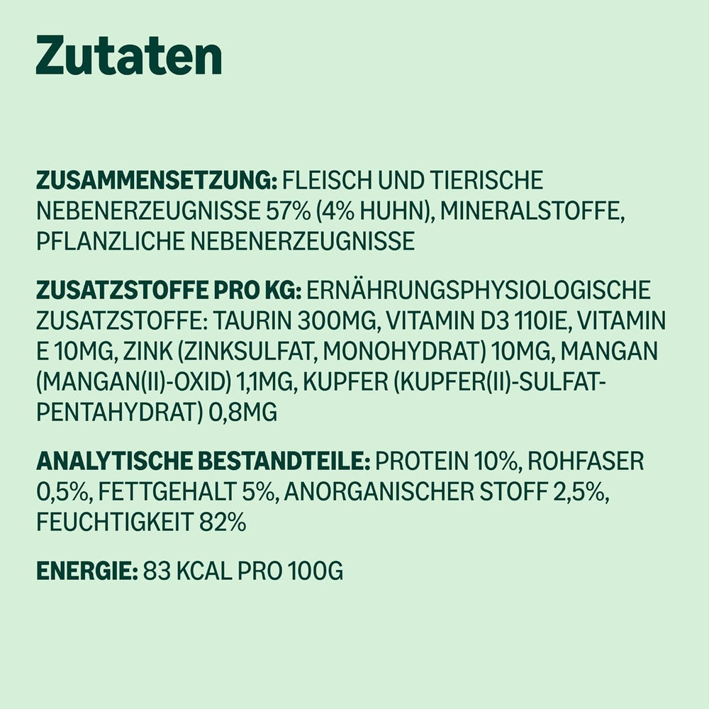 Hrană umedă pentru pisici fără cereale de la Amazon, conservă, pate de pui, 12 x 400 g