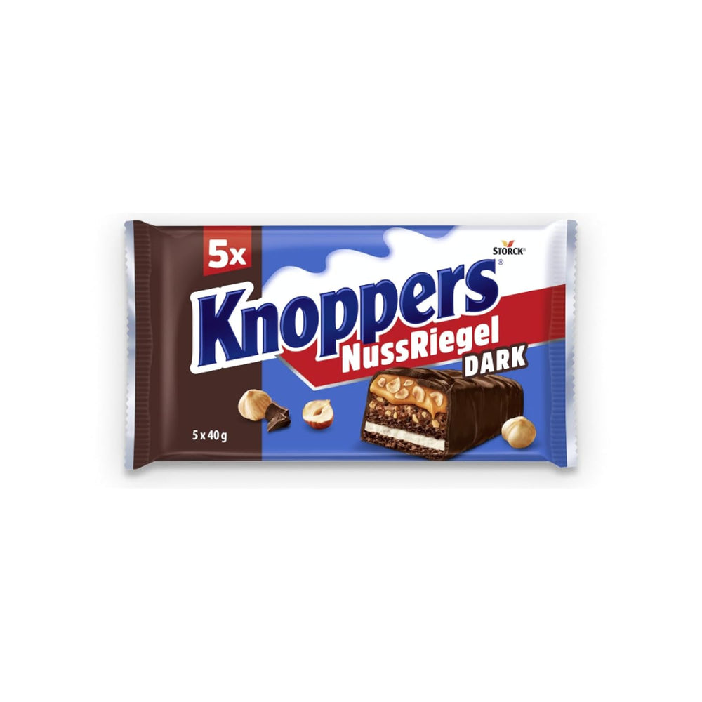 Knoppers Peanut Bar – 1 x 200 g (5 batoane) – Baton de ciocolată cu lapte și cremă de arahide, arahide sărate tocate, caramel și ciocolată cu lapte