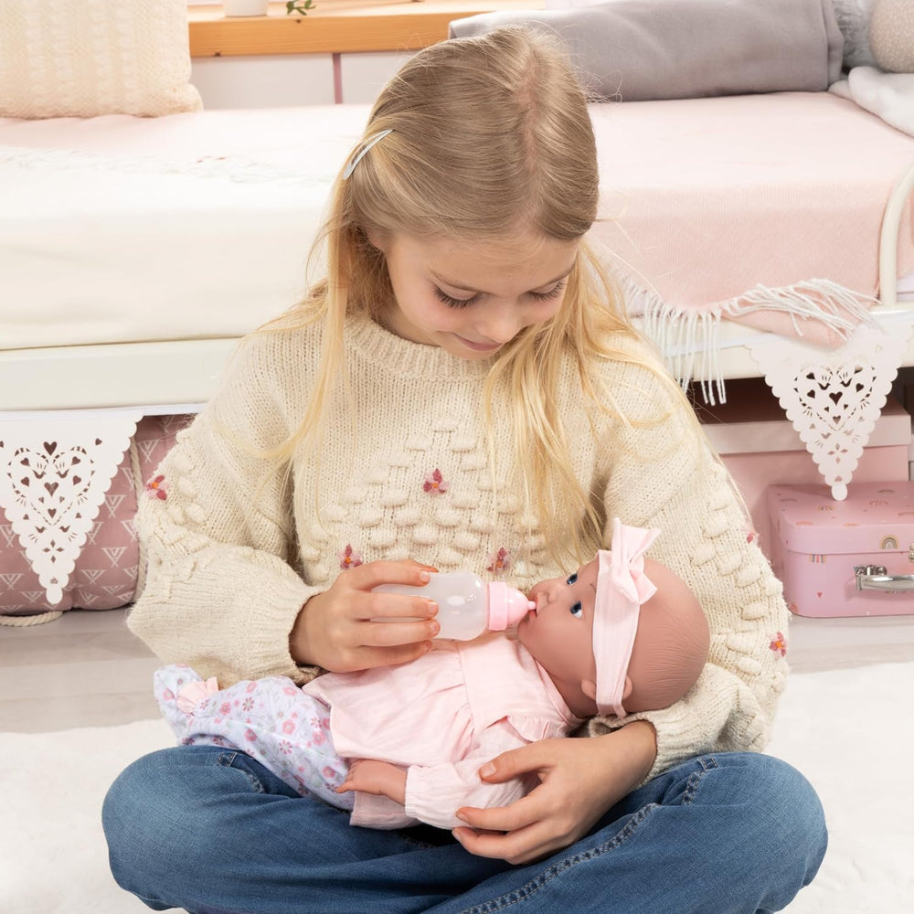 Bayer Design 93827AE Reborn Babypuppe, lebensecht, realistisch, Schnuller, Flasche, 38 cm, Weiß, Rosa