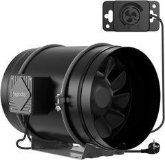 Ventilator de conductă reglabil Aygrochy 200 mm 70 W, ventilator de evacuare cu motor EC pentru încălzire, răcire, boostere, corturi de creștere, hidroponică, uz casnic, ventilație și suflantă de evacuare.