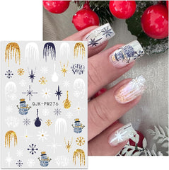 JMEOWIO Nagelsticker Weihnachten 10 Blatt Nail Art Sticker Selbstklebend Nagelaufkleber Glitter Schneeflocke Xmas Winter Urlaub Gold Dekoration Nageldesign Zubehör