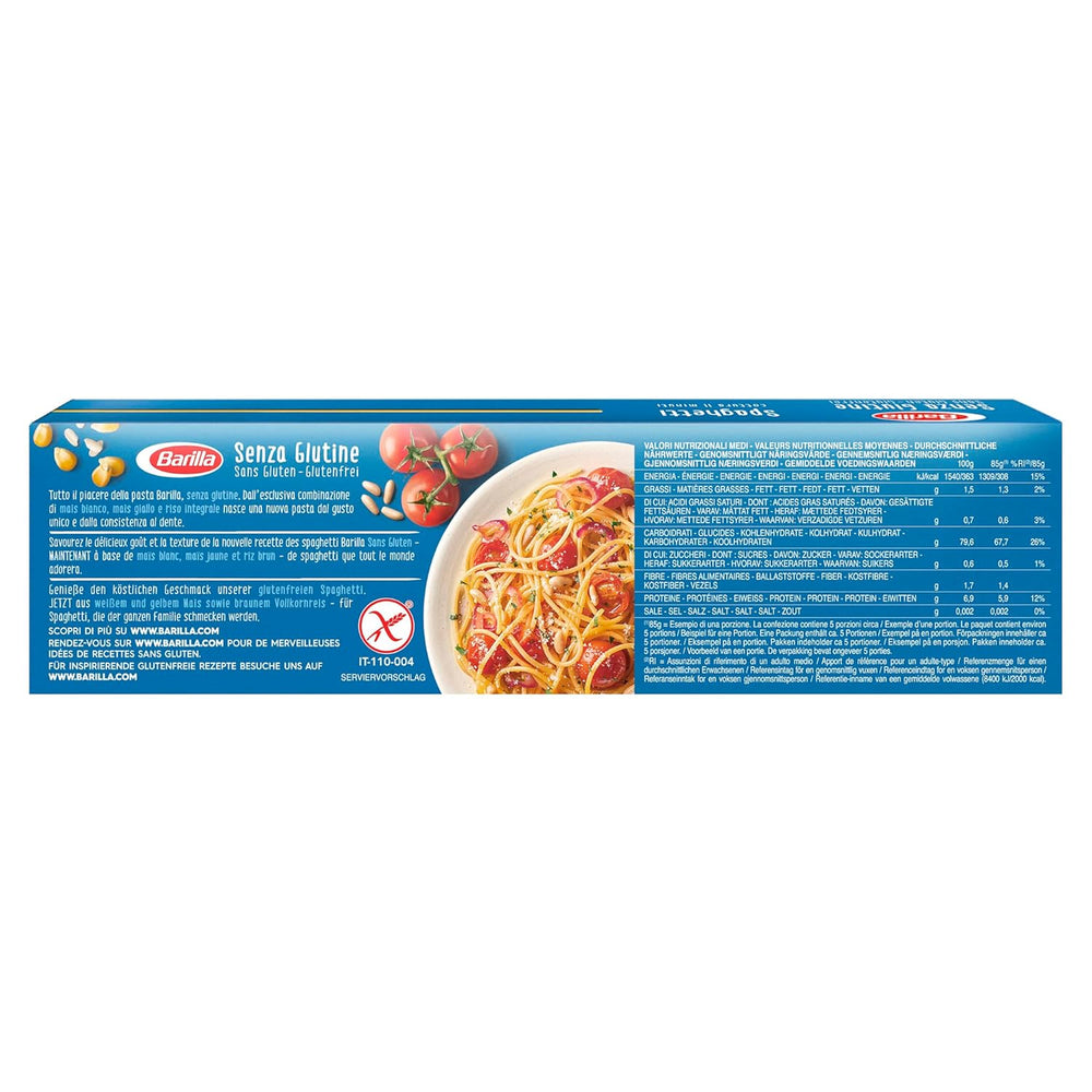 Spaghete Barilla fără gluten nr. 5, preparate din porumb și orez delicios – perfecte pentru persoanele cu boală celiacă sau intoleranță la gluten 400g