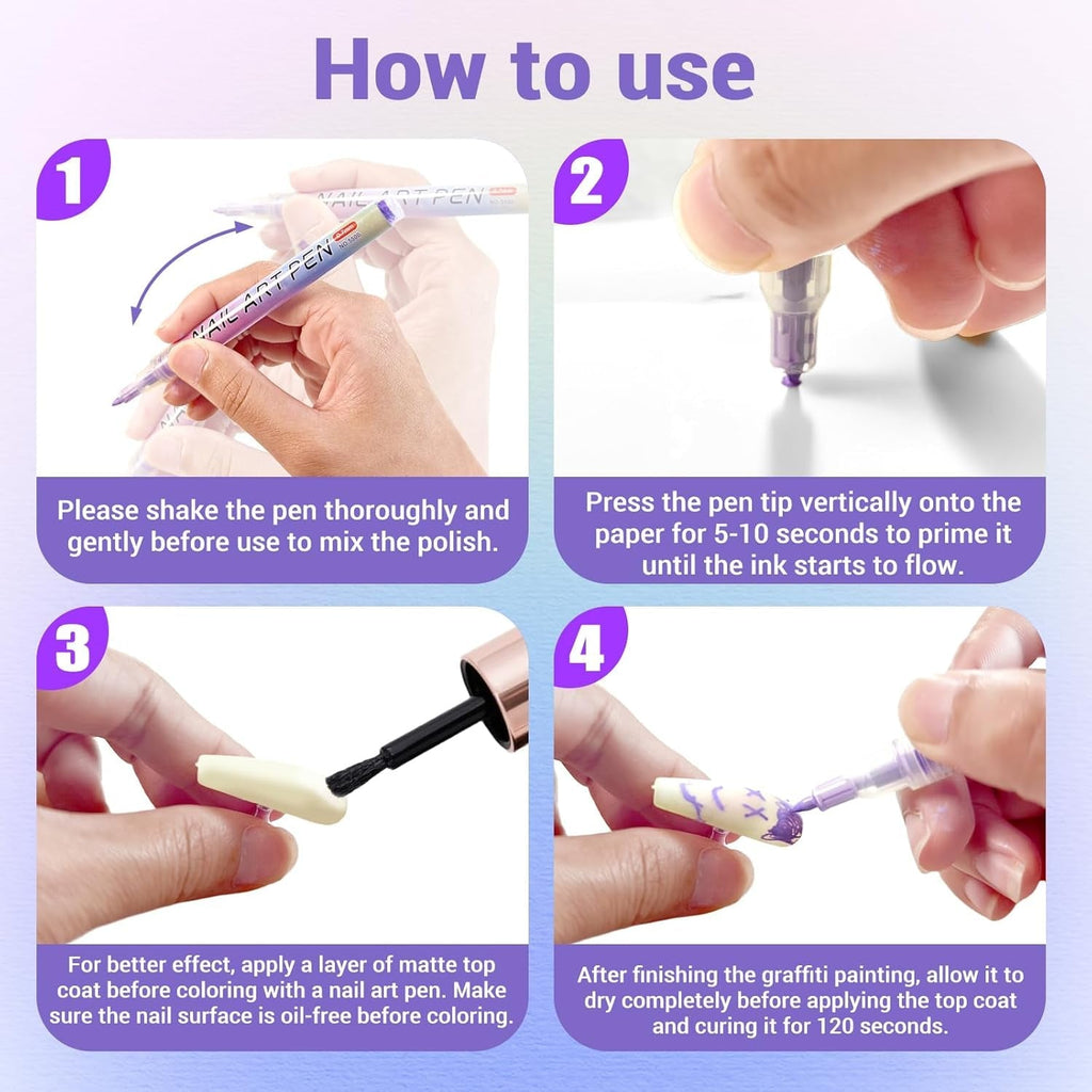 12 Farben 3D Nagellack Stift Set, Nail Art Pen Nagellackstifte Nageldesign Für DIY Nagelkunst, Beauty Schönheit, Maniküre Werkzeuge, Zuhause Und Den Nagel-Diy Nageldesign Zubehör