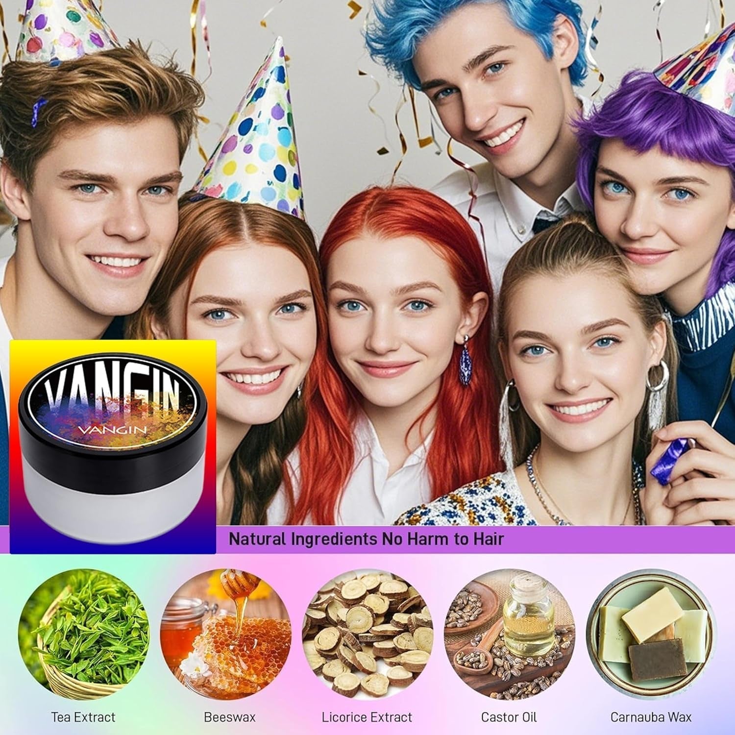 Vopsea de păr temporară verde, Styling Hair Tone pentru bărbați femei, Pomadă pentru coafură naturală, Ceară de vopsit părul pentru petreceri, Cosplay & Halloween, Crăciun, Vopsea de păr temporară cremă (100g, verde) Vopsea pentru par Naty Shop