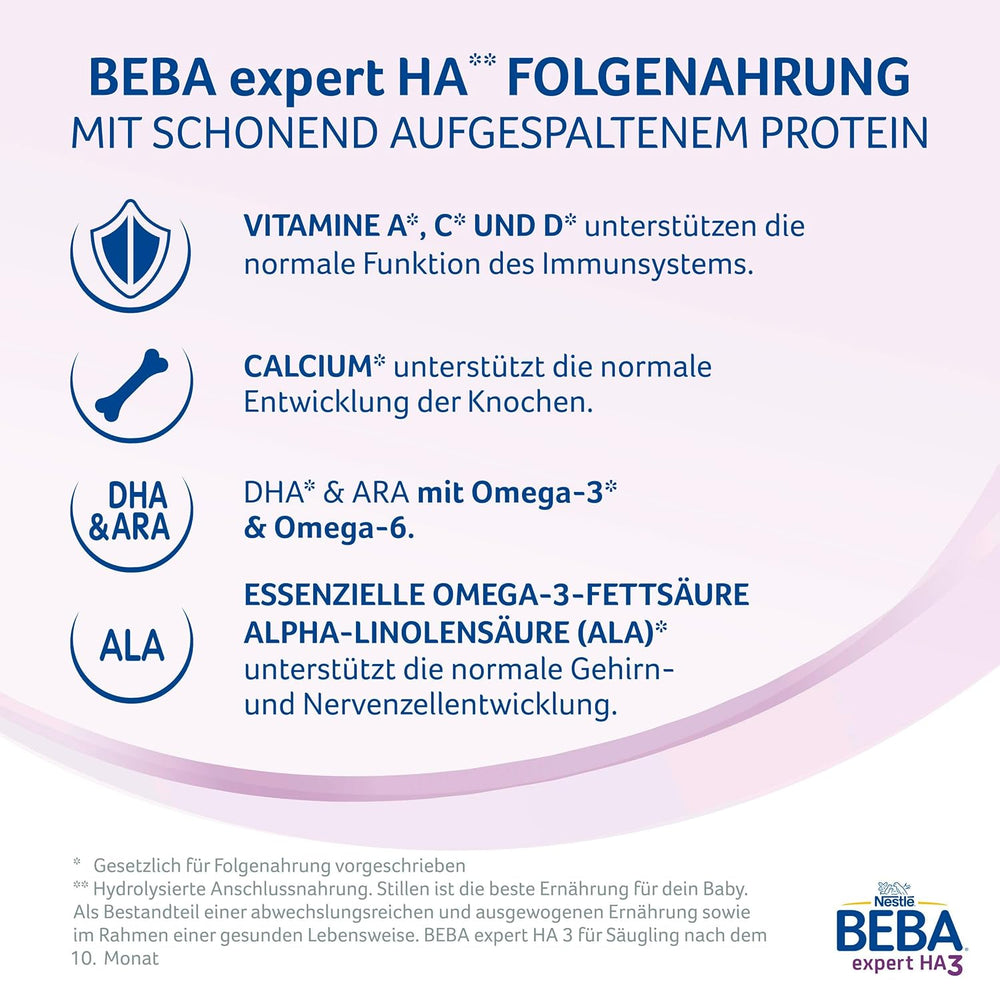 BEBA expert HA 3 Formulă de continuare hidrolizată, de la 10 luni, 1 pachet (1 x 550 g)