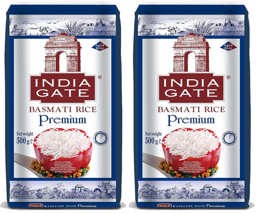 Orez Basmati Premium INDIA GATE – Orez cu bob lung fin, aromat, din India, bob lung fin (1 x 500 g)