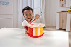 Hape tambur din lemn cu două fețe | jucărie muzicală pentru copii mici Jucarii Bebe Naty Shop