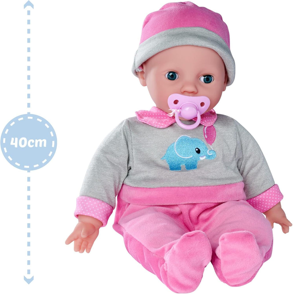 Simba 105140066 - Laura Interactiv, păpușă cu corp moale cu ochi adormiți, bolborosește când se mișcă, bea din biberon și doarme, 40cm, păpușă de la 2 ani Papusi Naty Shop