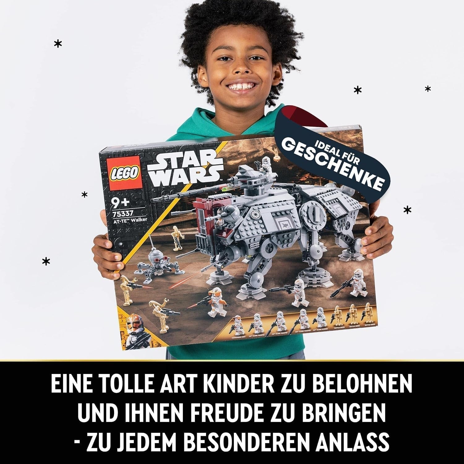 LEGO Star Wars At-Te Walker, model de jucărie mobil, set cu minifigurine, inclusiv 3 Clone Troopers, Droizi de luptă și Dwarf Spider Droid 75337 Seturi de constructie Besuche den LEGO-Store