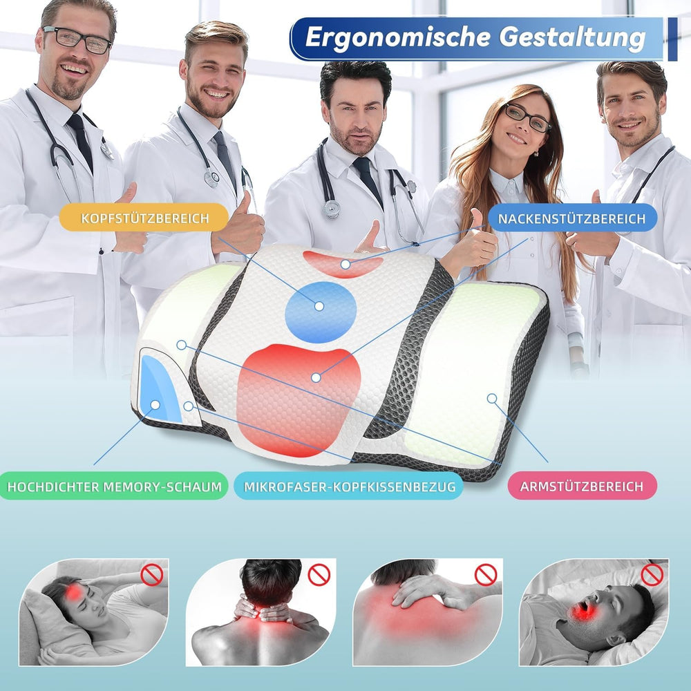 Pernă ortopedică, pernă ergonomică pentru gât, pernă pentru cap, pernă din spumă de memorie originală pentru părți laterale, sprijin pentru spate și stomac, pernă de sprijin pentru gât pentru bărbați, femei (67.3 X 38.2 X 13.8/3Cm) Perne ortopedice cervicale Naty Shop