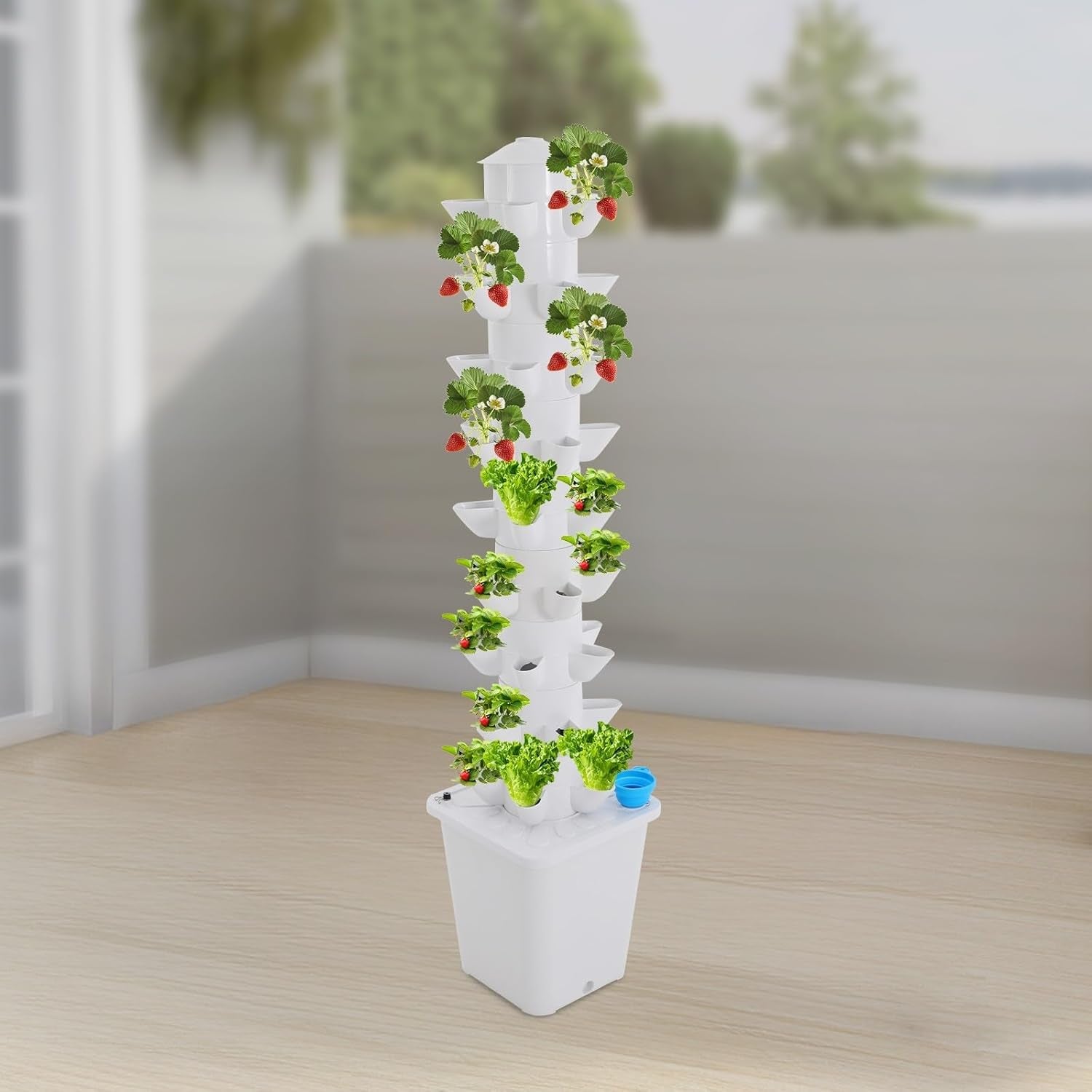 Sistem hidroponic Turn hidroponic Grădină de plante aromatice interioare Sistem de creștere hidroponică cu 45 de locații de plantare Pompă de apă Rezervor de apă 20L Vertical pentru flori și legume