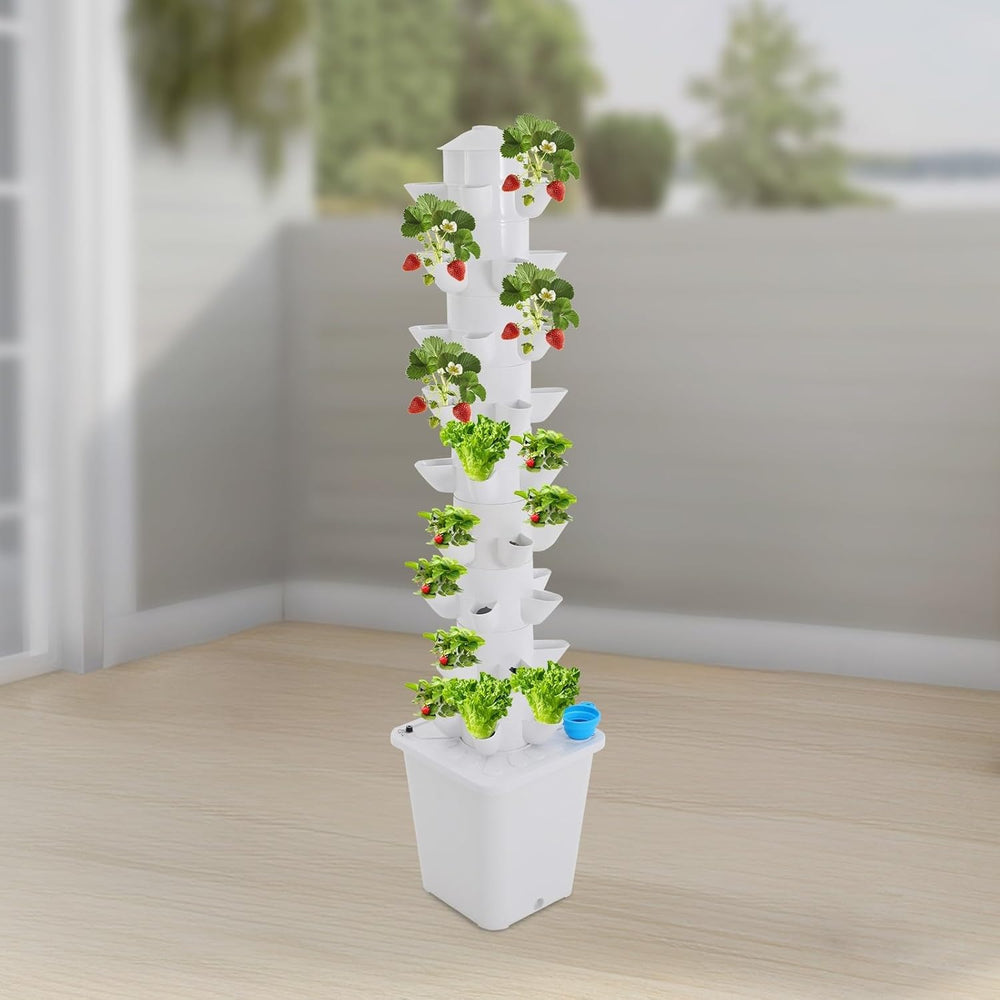 Sistem hidroponic Turn hidroponic Grădină de plante aromatice interioare Sistem de creștere hidroponică cu 45 de locații de plantare Pompă de apă Rezervor de apă 20L Vertical pentru flori și legume