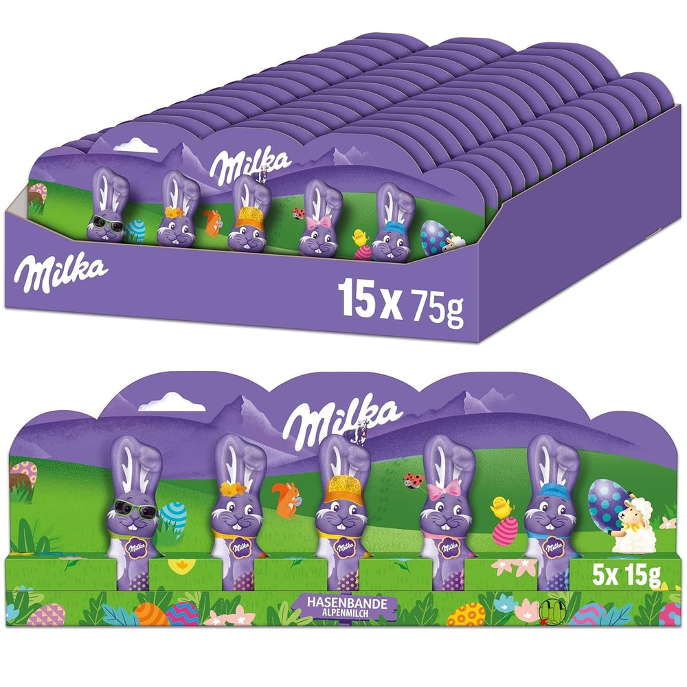 Milka Pachet vrac de ciocolată de Paște, 24 x 45 grame Bomboane de Ciocolata Naty Shop Set 15 X 5 (5 X 15G)